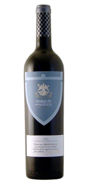 botella vino tinto marquez de valdueza etiqueta azul