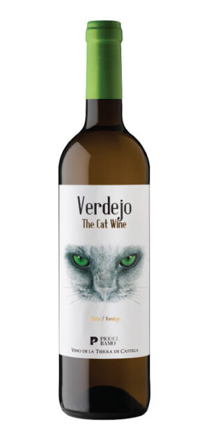botella vino blanco verdejo the cat wine