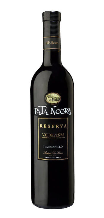 botella vino tinto pata negra valdepeñas reserva