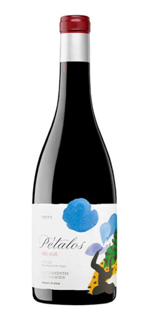 botella vino tinto petalos del bierzo