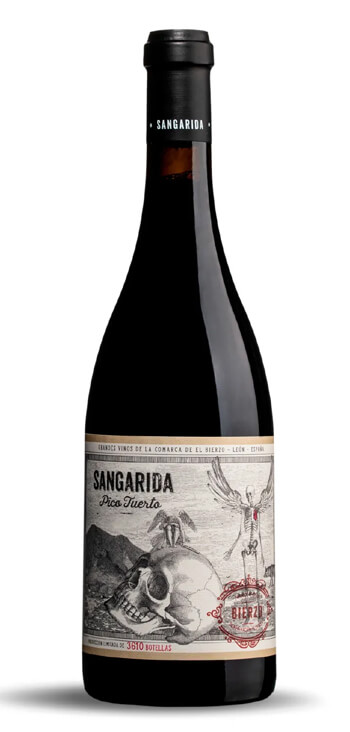 botella vino tinto sangarida pico tuerto