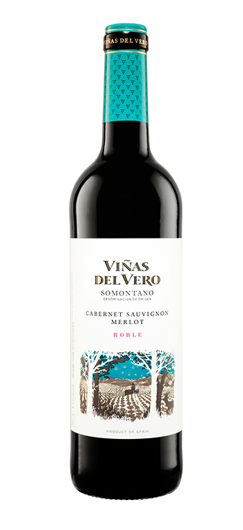 botella vino tinto viñas del vero merlot-cabernet sauvignon roble